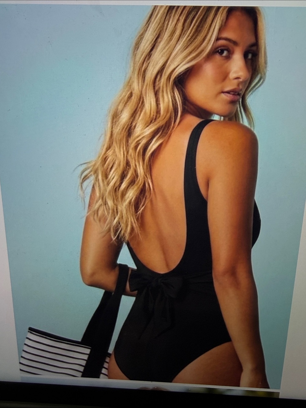 Fabletics Scoop Tie Back Shaping One-Piece Black Swimsuit SzXL NWOT